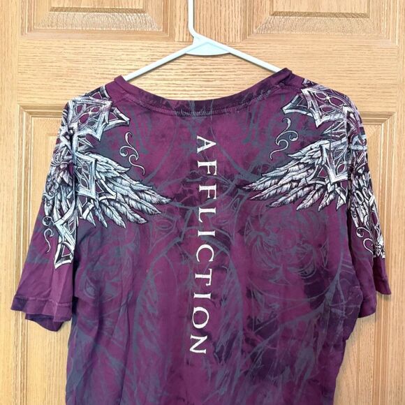 Dark Purple Wings Vintage Affliction Live Fast Men's T-Shirt Size XL - Picture 5 of 10